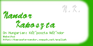 nandor kaposzta business card